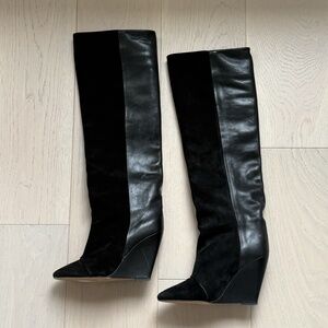 Isabel Marant Leather Riding Wedge Boots